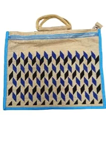 PALAK SAXENA Multicolor spacious Jute Bag with Zipper Closure, Full Size and Large Handles,MultiPurpose Jute Bag for Office/College/School,Tiffin,Shopping/Eco-Friendly Bag For Men,Women and Kids