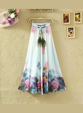 Long Skirt of Women | Women's Ethnic Flared Skirt - Fancy Dori & Button Work | Silk Long Skirt for Festive & Casual Wear