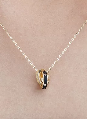 Double Ring Interlocking Circle Pendant Chain