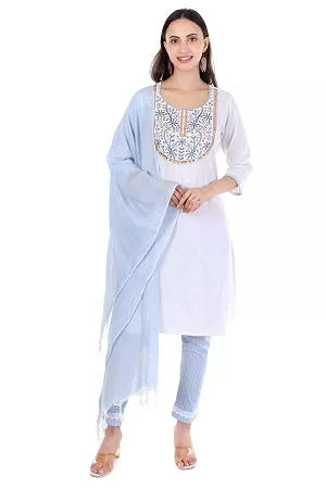 Kurti trouser dupatta set Ambroidery